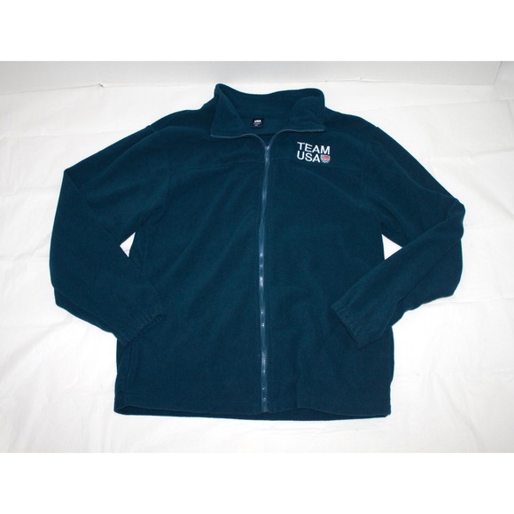 Olympics Team USA‎ Mens Fleece Jacket Blue XL Extra Large Full Zipper Coat Rings